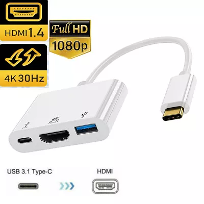 USB C To HDMI 4K USB 3.0 USB-C PD Hub Type C To HDMI VGA Hub Charging For Macs • $17.09