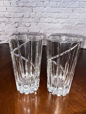 GORGEOUS Mikasa Crystal “Uptown” Highball Tumblers W/Swirl 5.5”H HEAVY (PAIR) • $35