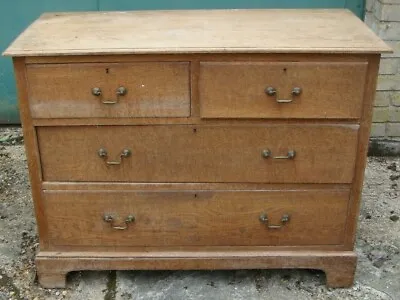 £250 • Buy Edwardian OAK Chest Of Drawers 2 Over 2 Original Brass Bow With Roundels Handles
