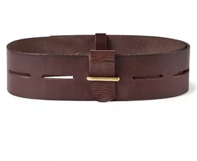 Cabi HERE OR THERE 2 1/4” Wide Slotted Brown Leather Belt Sz Med • $40