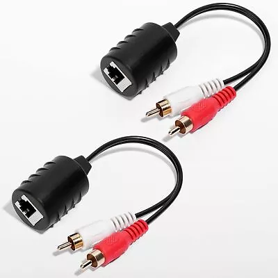 2 Pack Gold Plated Stereo RCA To Stereo RCA Audio Signal Over Cat5/6 Cable (2... • $18.87