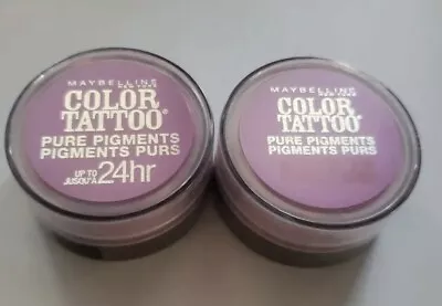 Pack Of 2 MAYBELLINE Color Tattoo 24 Hour PURE PIGMENTS Eyeshadow PINK REBEL #20 • $9.99