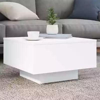 VidaXL Coffee Table With LED Lights White 55x55x31 Cm • $145.22