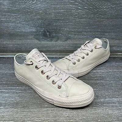 Converse Chuck Taylor All Star Low Leather Shoes Beige Rose Gold Womens Size 9 • £25.05