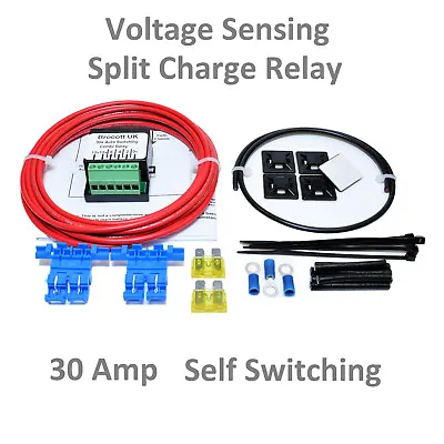 Berlingo Self Switching Voltage Sensing Split Charge Relay Kit - 12v 30 Amp • $33.23