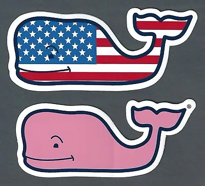 New Authentic Vineyard Vines American Flag And A Pink Whale Stickers Decals • $3.29