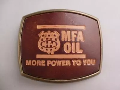 Vintage RARE MFA Oil Missouri Farmers Assoc Leather Brass Belt Buckle NEW NOS • $19.90