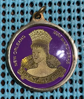 1985 Krewe Of IRIS Mardi Gras Looped Badge / Charm - Gold On Purple • $2.99