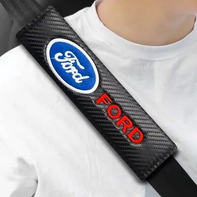 2x Ford Car Seat Belt Safety Straps Shoulder Safety Carbon Fiber Cushion Pads • £14
