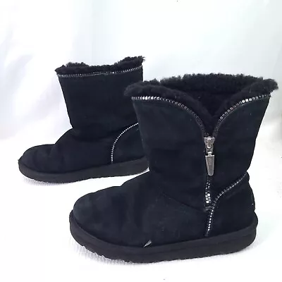 UGG Australia Black Suede Boots Size 3 Booties Florence 1016992K Zipper Short • $18