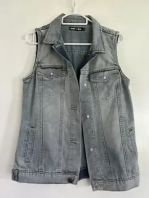 Unisex KSUBI Kids Denim Sleeveless Jacket  Vest - Size 14 Fit Woman Size 8 • $32.50