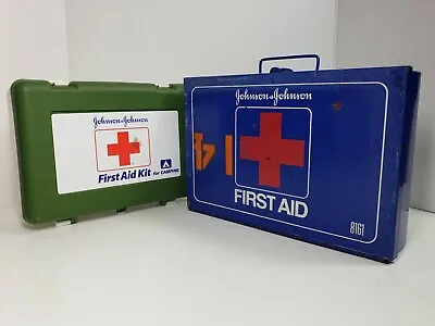 Vintage First Aid Kits Johnson & Johnson Steel + + Plastic Medical Collectible • $30