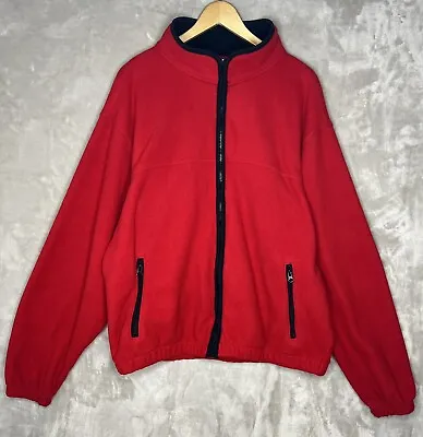 Vintage EBtek Eddie Bauer POLARTEC Fleece Mens Large L Red Full Zip Pullover • $17