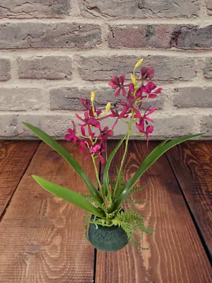 Artificial Mini Cattleya Orchid Stem BURGUNDY WINE • £15.91