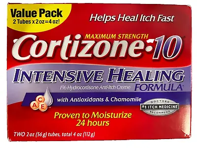 CORTIZONE-10 (AE)Intensive Healing Cream 2 Pk./2 Oz. TOTAL 4 OZ. EXP. 08/2024 • $14.99