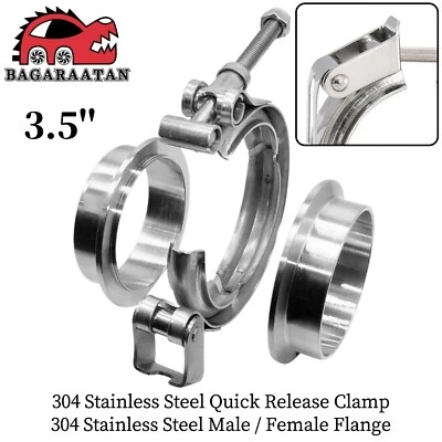 $41.49 • Buy 3.5'' 90mm Quick Release V-Band Clamp 304 Stainless Steel Male Female Universal