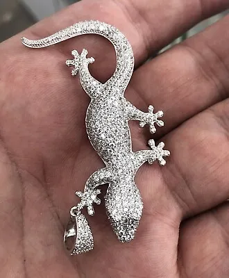 925 Sterling Silver 2 Ct Round Cut Lab-Created Diamond Lizard Pendant For Men's • $287.07