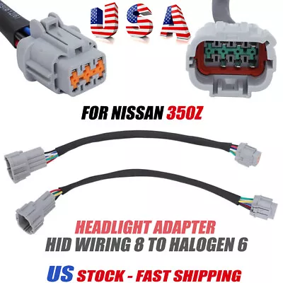 For Nissan 350z 2003 - 2005 HID Wire 8 To Halogen 6 Headlight Adapter Conversion • $18.99