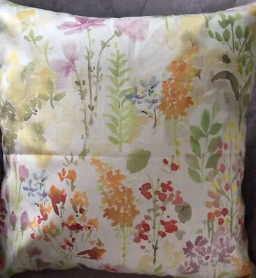 CUSHION- COTTAGE GARDEN BOTANICALS Warm Shades 100% Cotton 16” Square. • £6