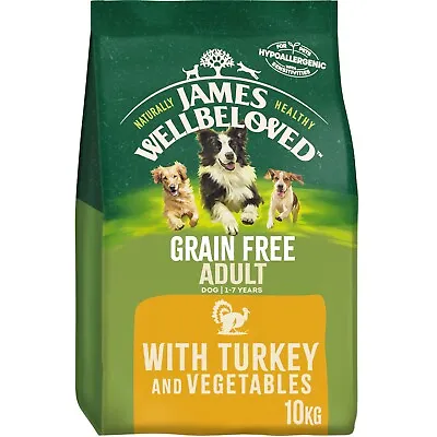 10kg James Wellbeloved Grain Free Natural Adult Complete Dry Dog Food Turkey • £49.99