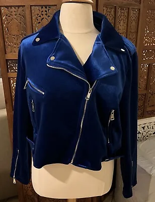 Torrid Jacket Womens Size 2X Blue Velvet Moto Jacket FREE SHIP • $69.97