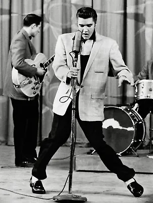 1956 Picture Of Elvis Presley Stage Performing Singing Dancing King Of Rock 8x10 • $13