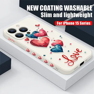 For IPhone 15 14 13 12 Pro Max 11 XS XR Cute Heart Matte Clear Soft Case Cover • $6.59