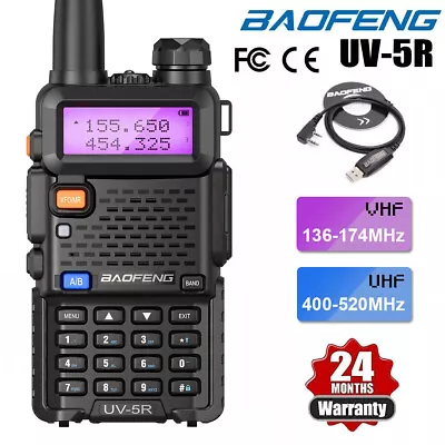 $29.99 • Buy BAOFENG UV-5R Dual Band VHF/UHF Walkie Talkie Two Way Radio + Programming Cable