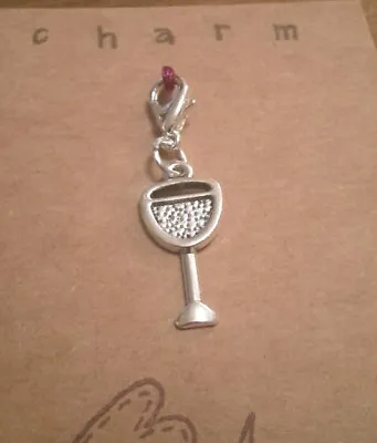 £2.10 • Buy Clip On Charm Wine Glass For Bracelet Keyring Bag Zip Purse