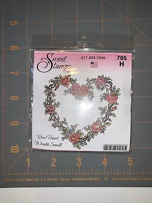 Sweet Impressions Stamp Rubber Cling Stamp “ROSE HEART WREATH” • $5