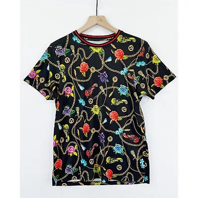 Fresh Prince Of Bel Air Shirt Men's Small Black Roses Chains Drill Clothing 90s • $24.97