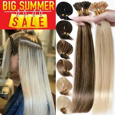 AAAAA+ Russian Thick 300S I TIP Micro Ring Beans Human Hair Extensions Full Head • $141.30