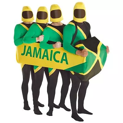 ONE Jamaican Bobsled Rider Morphsuit OR Bobsleigh 90s Sled Fancy Dress Costume • £42.99