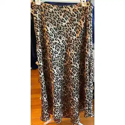 Zara Leopard Print Silk Midi Skirt • $28