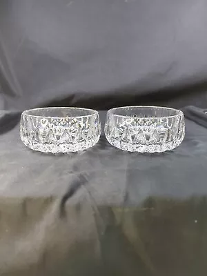 Pair Gorham Full Lead Crystal 4.5  D Bowls Althea Collection Unique Diamond Tear • $40