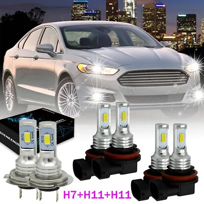 For Ford Fusion 2006-2016 6x 6500K LED Headlights Hi Lo Beam Fog Light Bulbs Kit • $34.56