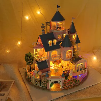 13 Model 1:24 Scale DIY Dollhouse Miniature Wooden Dolls House Kit + LED + Tool • £59.98