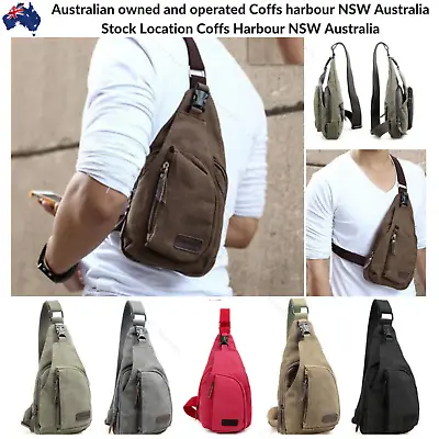 $23.99 • Buy Mens Womens Cross Body Canvas Sling Chest Bag Backpack Satchel Messenger Bags