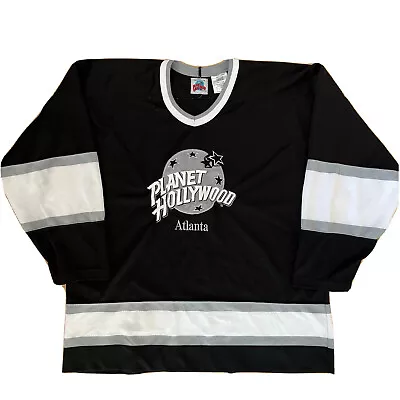 Vintage Planet Hollywood Hockey Jersey XL Black Atlanta Georgia NHL Sportswear • $24.99