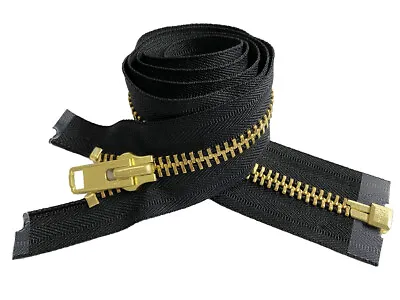 YKK #10 Brass Extra Heavy Jacket Zipper Bulk Chaps Separating BLK WHT 5  -120  • $12.95