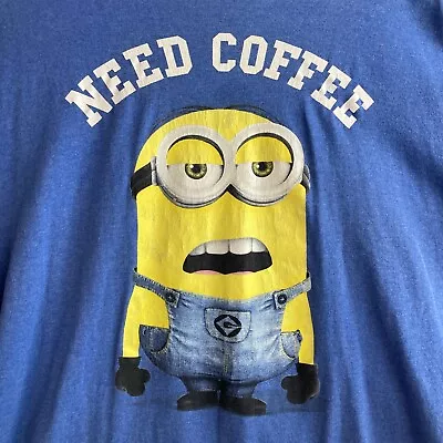 Despicable Me  Need Coffee  Adult Graphic T Shirt Size 2XL Blue • $11.63