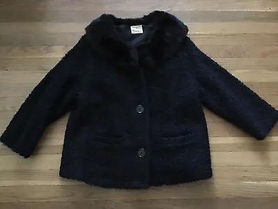 VTG 50’s Winter Black Persian Lamb 3/4 Sleeve Jacket Coat Mink Collar Sz. XL • $79.99