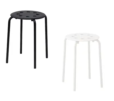 IKEA Stool Marius Stackable Kitchen Breakfast Bar Dining Stool  WHITE Or BLACK  • £20.13