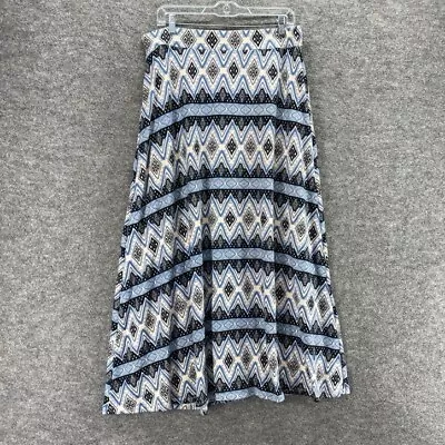New Cato Skirt Women L Large Blue Geometric Maxi Long Lined Pull On Casual • $19.99