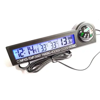 £19.07 • Buy Car Digital Clock Thermometer Voltmeter Compass Icing Alarm Temporary Parking