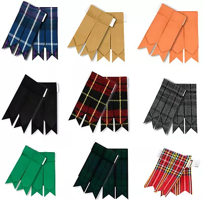 HM Highland Kilt Hose Sock Flashes Garter Flashes Tartan Pattern • £9