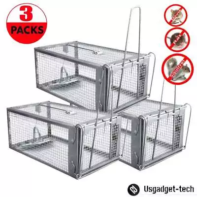 3pcs Humane Small Live Animal Trap Control Steel Cage Mouse Trap Rat  SkunkCat • $27.59