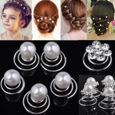 $1.99 • Buy 12pcs Women Wedding Bridal Crystal Flower Twist Spiral Hair Pins Clips Gift