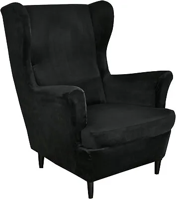 2pcs Wing Chair Cover Stretch Wingback Armchair Sofa Slipcover Cushion Protector • £21.99