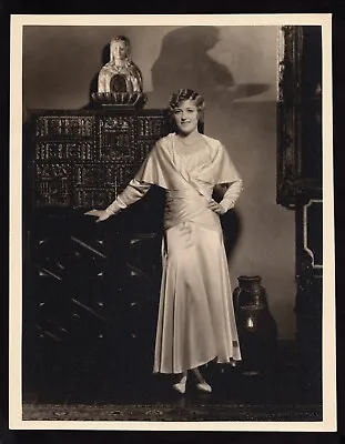 Iconic Magical Marion Davies Silk Gown Gloves Hearst Ny Home Clarence Bull Photo • $599.95